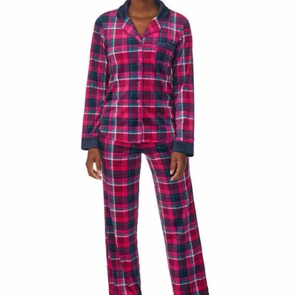 New Carole Hochman Womens' Fleece Notch Collar PJ Set